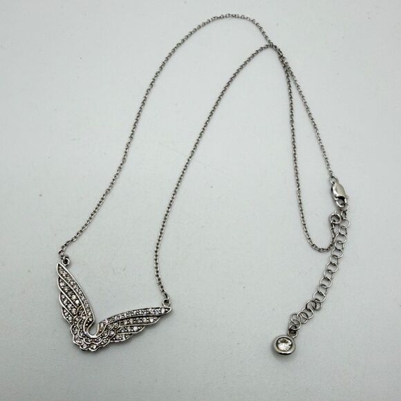 Jewelry - Stunning 16" angel wings necklace in sterling silver and pave rhinestones!